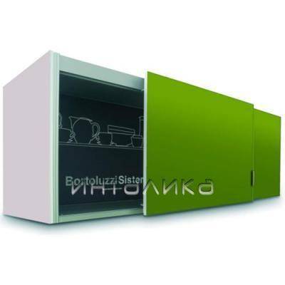 Компланарная система раздвижения дверей BORTOLUZZI Slider-S20 Top тип 3 для верхних шкафов с доводчиком на открывание и закрывание I ширина корпуса 1200 мм, длина шины L=1162 мм