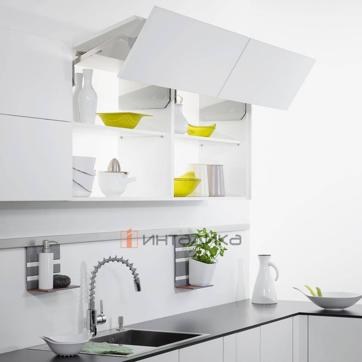 Комплект складного подъемного механизма КЕССЕБЁМЕР / KESSEBOHMER ФриФолд Шорт / FreeFold Short, тип G3fs, для деревянных фасадов, H 710-790мм G 3,6-6,2кг серый