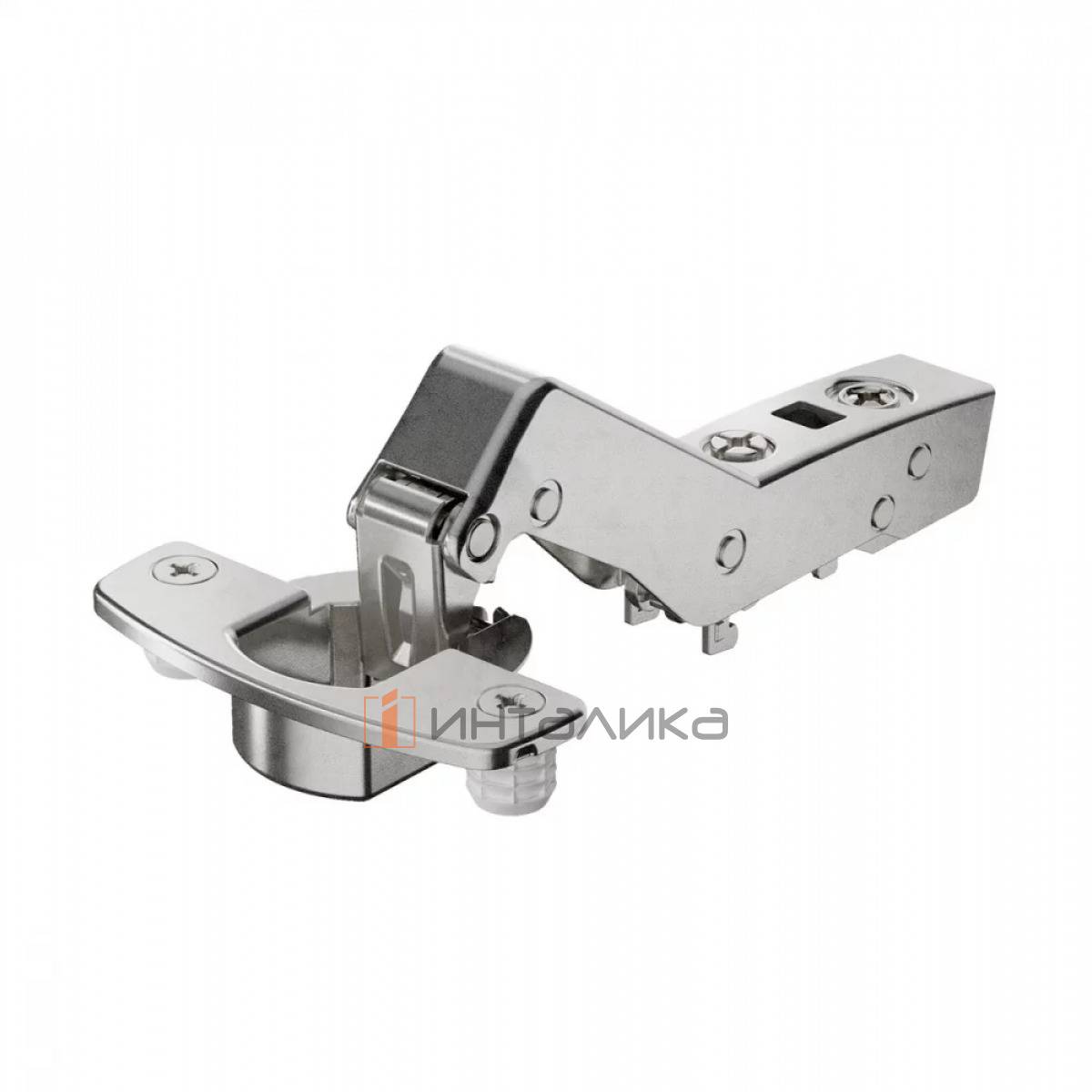 Петля HETTICH Сенсис / Sensys 8639I W45 (B-25) 95°, угловая, для дверей 15-28 мм, вкладная, с доводчиком, Ø35, под пресс, никель