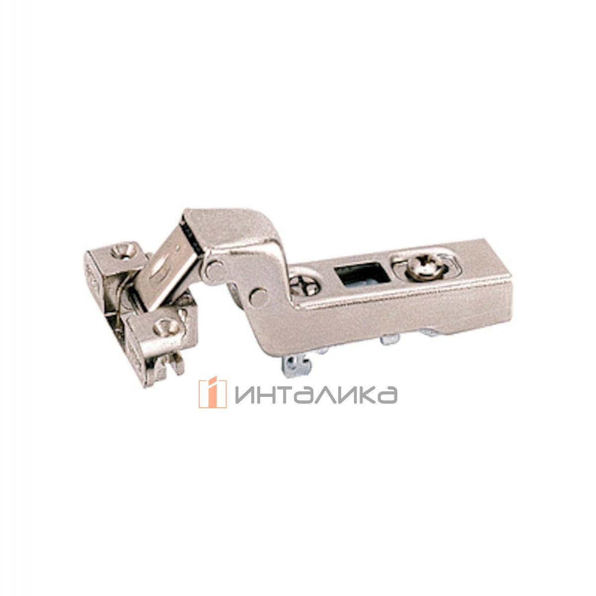 Петля HETTICH Интермат / Intermat 9936 (B-2.5) 95°, для дверей из узкого алюминиевого профиля 19 мм, вкладная, под саморезы, никель
