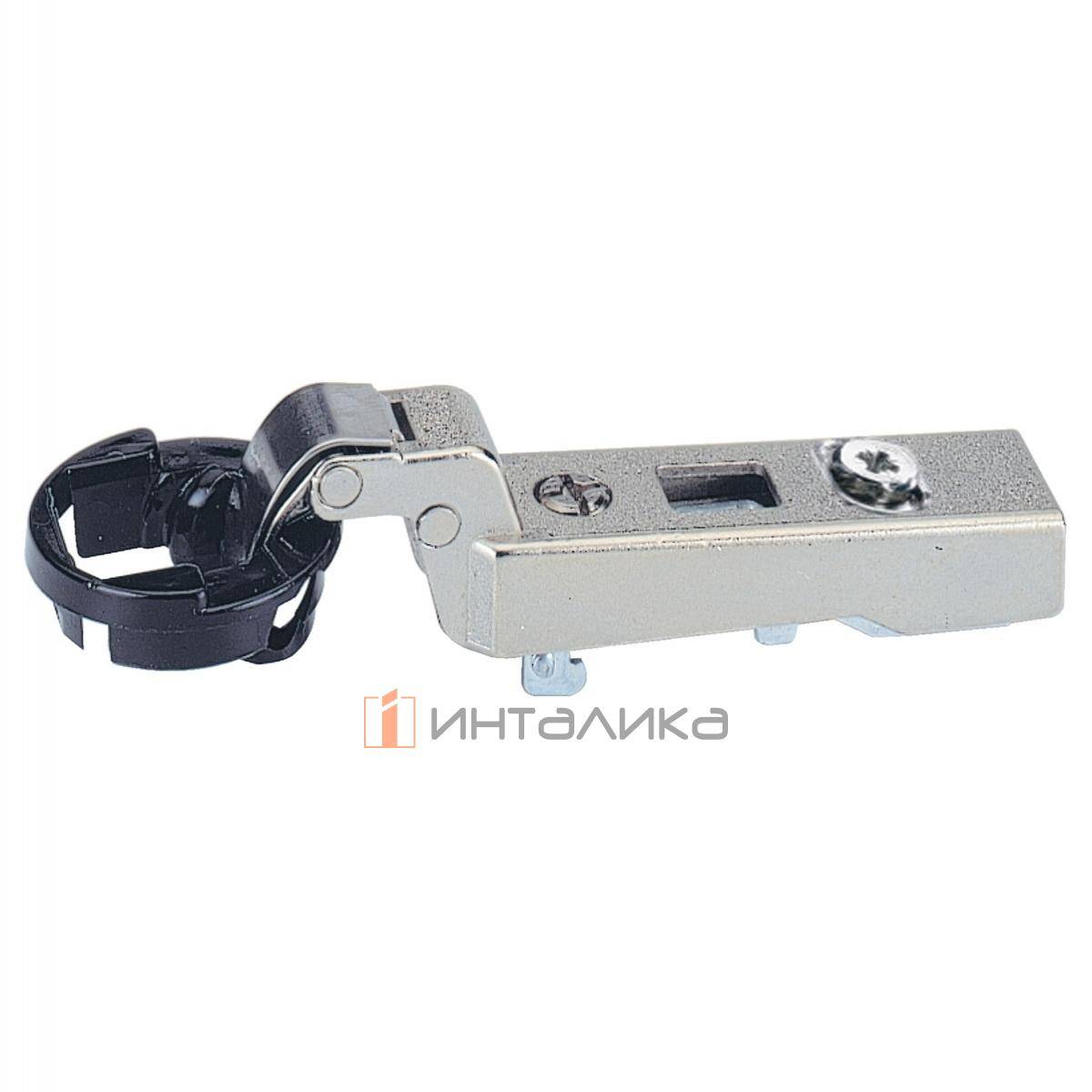 Петля HETTICH Интермат / Intermat 9904 (B4) 95°, для стеклянных дверей 4-6.5 мм, вкладная, Ø26, под саморезы, никель l 72968 l