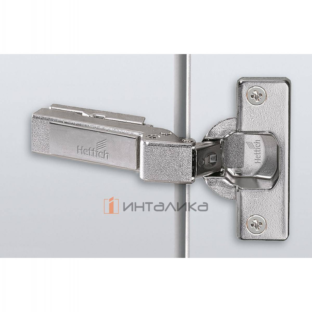 Петля HETTICH Интермат / Intermat 9936 W20  (B-9) 95°, угловая, для дверей 14-32 мм, вкладная, Ø35, под саморезы, никель l 77645 l