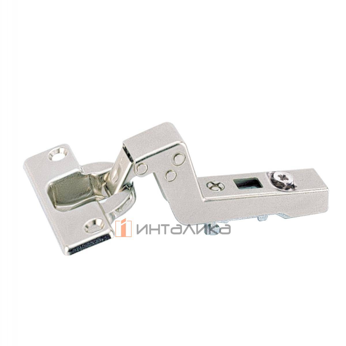 Петля HETTICH Интермат / Intermat 9936 W20  (B-9) 95°, угловая, для дверей 14-32 мм, вкладная, Ø35, под пресс, никель l 77682 l