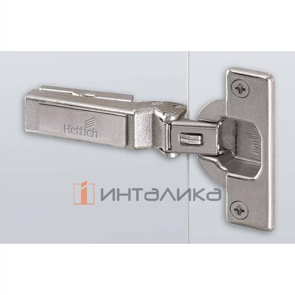 Петля HETTICH Интермат / Intermat 9944 W-45 (B10) 125°, угловая, для дверей 15-28 мм, накладная, Ø35, под саморезы, никель l 77643 l