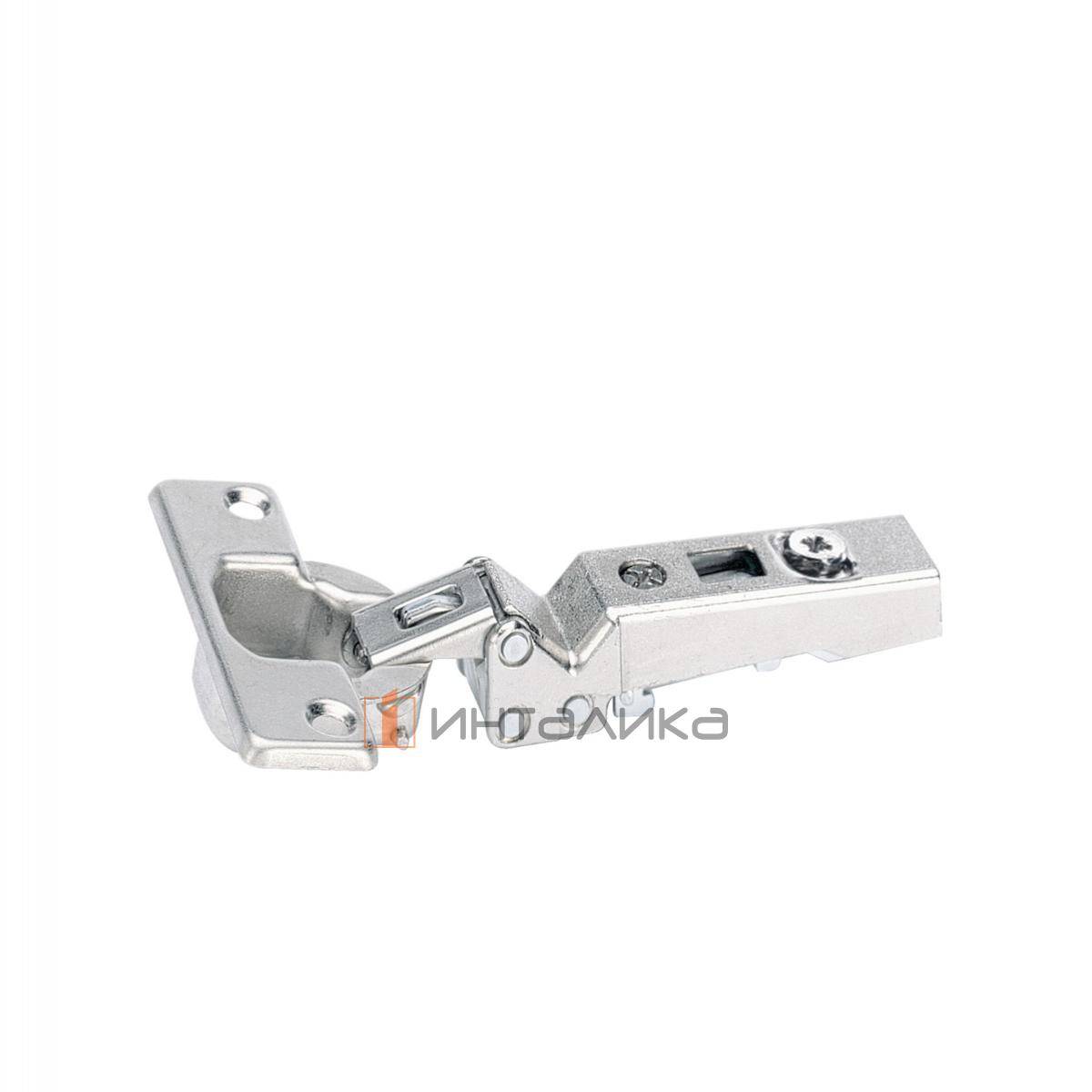 Петля HETTICH Интермат / Intermat 9944 W-45 (B10) 125°, угловая, для дверей 15-28 мм, накладная, Ø35, под пресс, никель l 77720 l