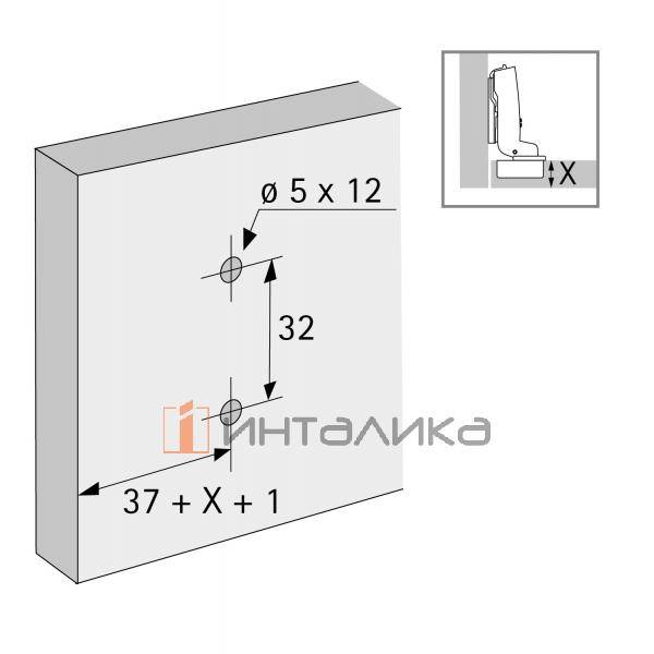 Монтажная планка крестообразная HETTICH 8099 для Сенсис / Sensys и Интермат / Intermat, LR37, D3, с предустановленными евровинтами