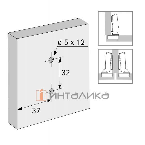 Монтажная планка крестообразная HETTICH 8099 для Сенсис / Sensys и Интермат / Intermat, LR37, D3, с предустановленными евровинтами