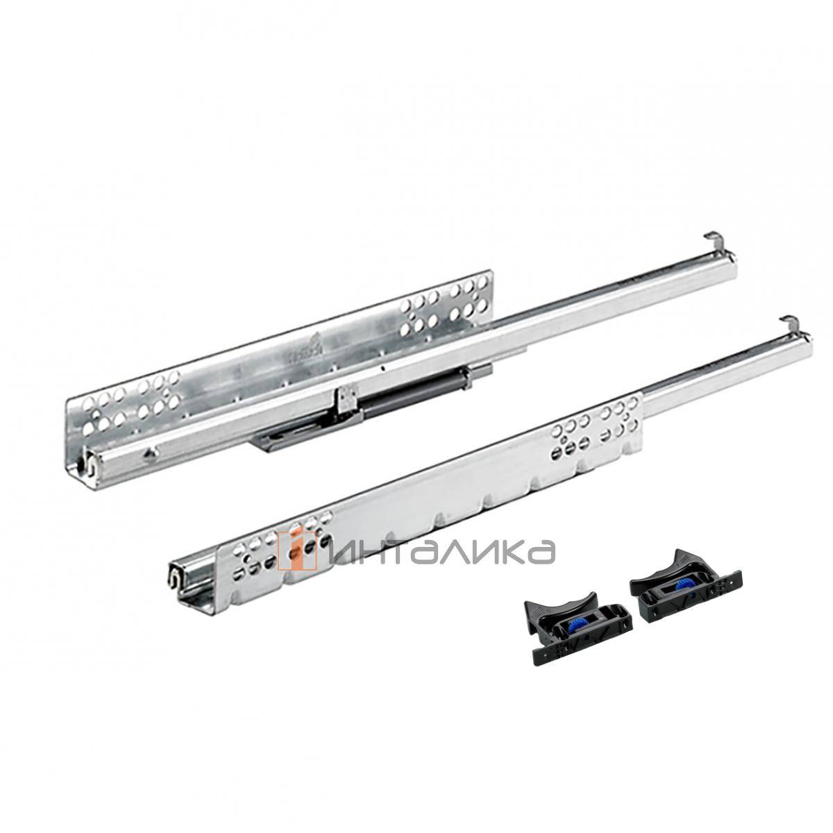 Комплект скрытых направляющих HETTICH Квадро 25 / Quadro 25, бесшумное закрывание, частичное выдвижение, L500мм, G25кг