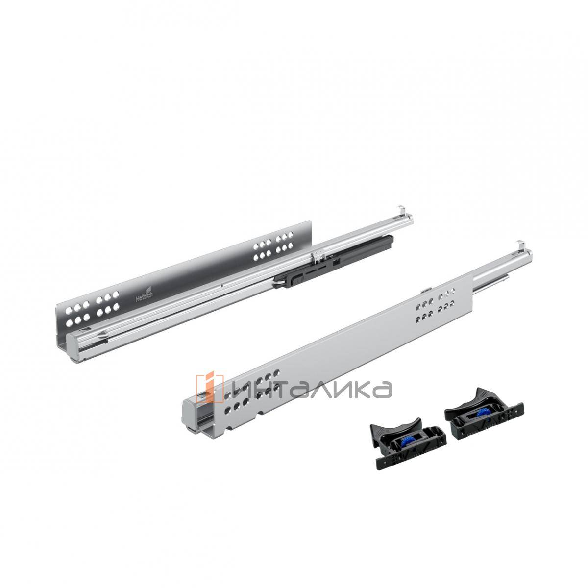 Комплект скрытых направляющих HETTICH Квадро V6 / Quadro V6, бесшумное закрывание, полное выдвижение, L250мм, G30кг