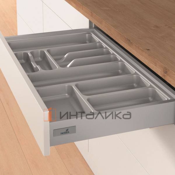Организация HETTICH ОргаТрей /OrgaTray 440 для ящиков ИнноТех Атира / InnoTech Atira, АванТех Ю / AvanTech You и АркиТех / ArciTech, B201-250, T370-440, H55, пластик, серебристый
