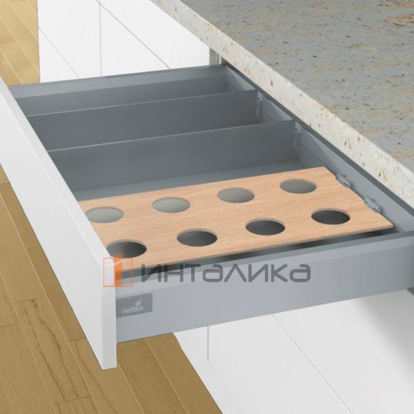 Профиль HETTICH ОргаСтрайп / OrgaStripe для АванТех Ю / AvanTech You и ИнноТех Атира / InnoTech Atira, L1100, пластик, серый