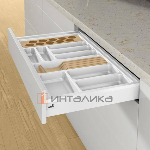 Организация HETTICH ОргаТрей /OrgaTray 440 для ящиков ИнноТех Атира / InnoTech Atira, АванТех Ю / AvanTech You и АркиТех / ArciTech, B401-450, T441-520, H55, пластик, белый