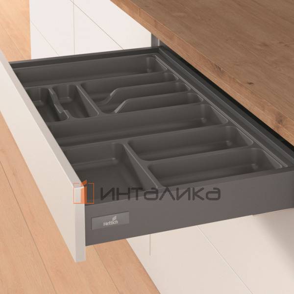 Организация HETTICH ОргаТрей /OrgaTray 440 для ящиков ИнноТех Атира / InnoTech Atira, АванТех Ю / AvanTech You и АркиТех / ArciTech, B351-400, T441-520, H55, пластик, антрацит