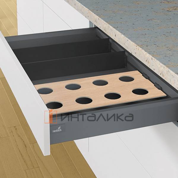 Профиль HETTICH ОргаСтрайп / OrgaStripe для АванТех Ю / AvanTech You и ИнноТех Атира / InnoTech Atira, L1100, пластик, антрацит