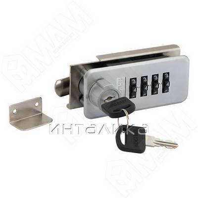 Замок поворотный, с механическим кодом, ARMSTRONG, для одной распашной деревянной двери, толщина фасада 10-25мм, монтаж со сверлением 38,5 Х 88мм и без, левый, хром матовый