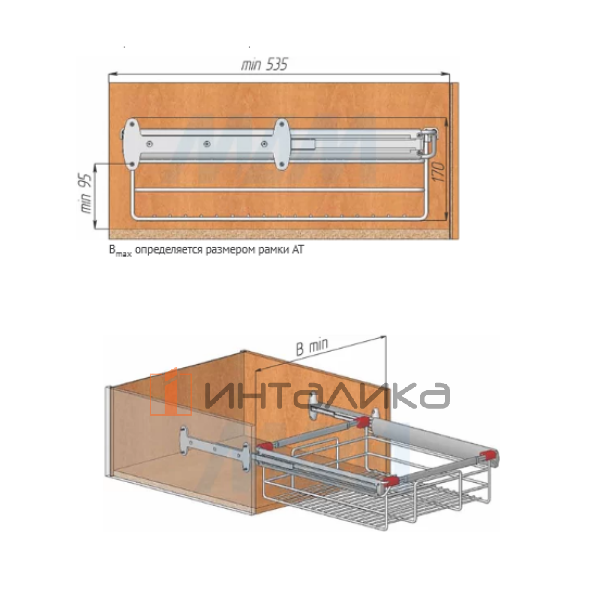 AT Корзина для белья с бортом Вибо / Vibo, 410х505х150мм
