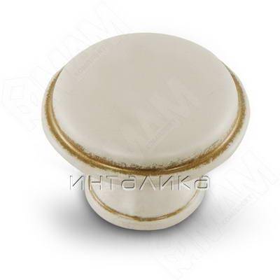 Ручка-кнопка D30мм cлоновая кость/золото винтаж