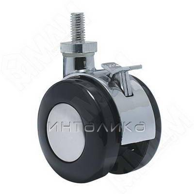 Опора двухколесная с винтом M10, D50 мм, со стопором