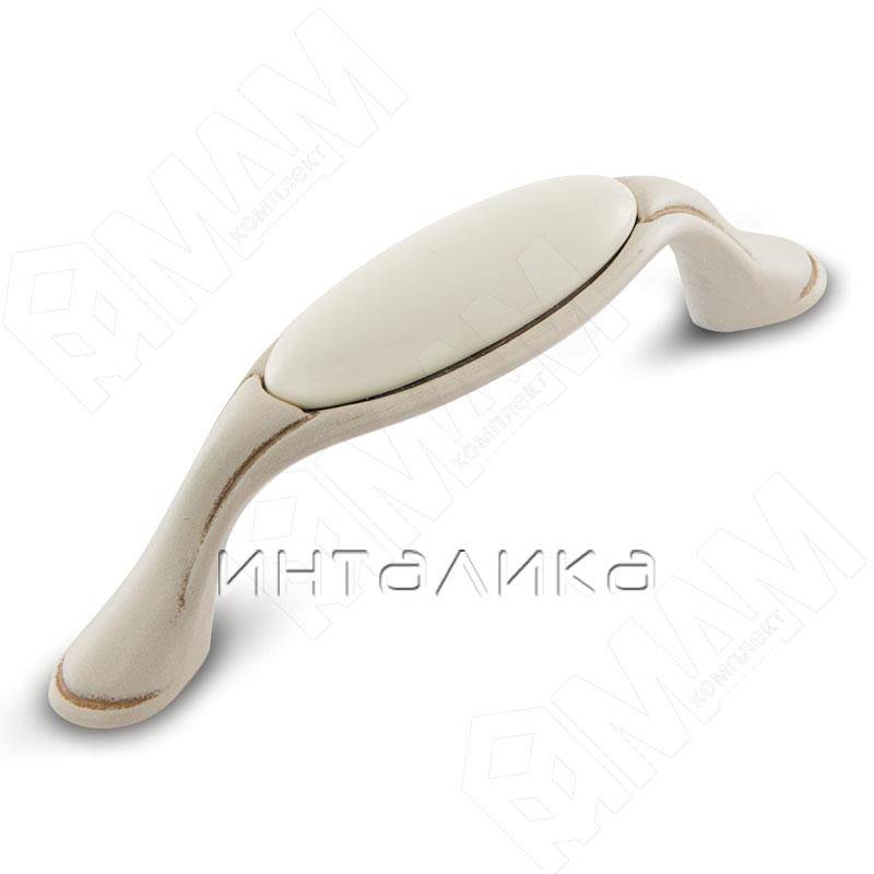 Ручка-скоба 96мм cлоновая кость/золото винтаж керамика (WMN.77.01.00.096.V5)