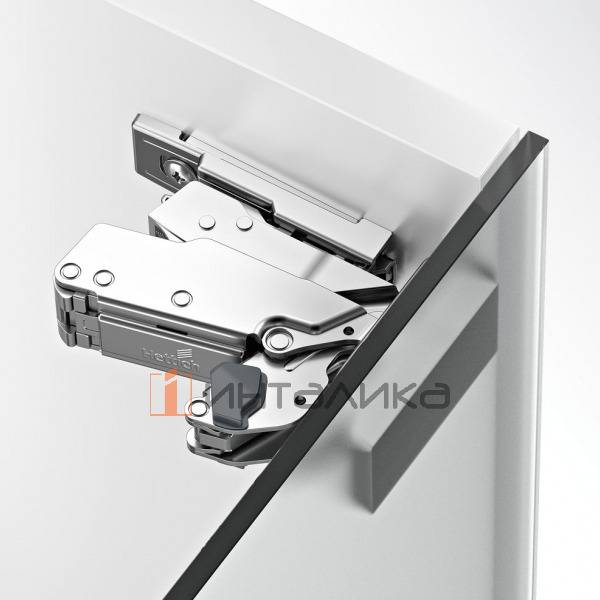 Петля HETTICH Сенсис / Sensys 8657i (B4) 165°, для стеклянных дверей, с доводчиком, под приклеивание, никель | 9134989 |
