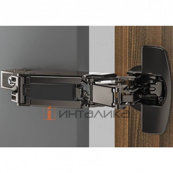 Петля HETTICH Сенсис / Sensys 8657i (B12.5) 165°, для дверей 15-32 мм, накладная, с доводчиком, Ø35, под саморезы, черный обсидиан