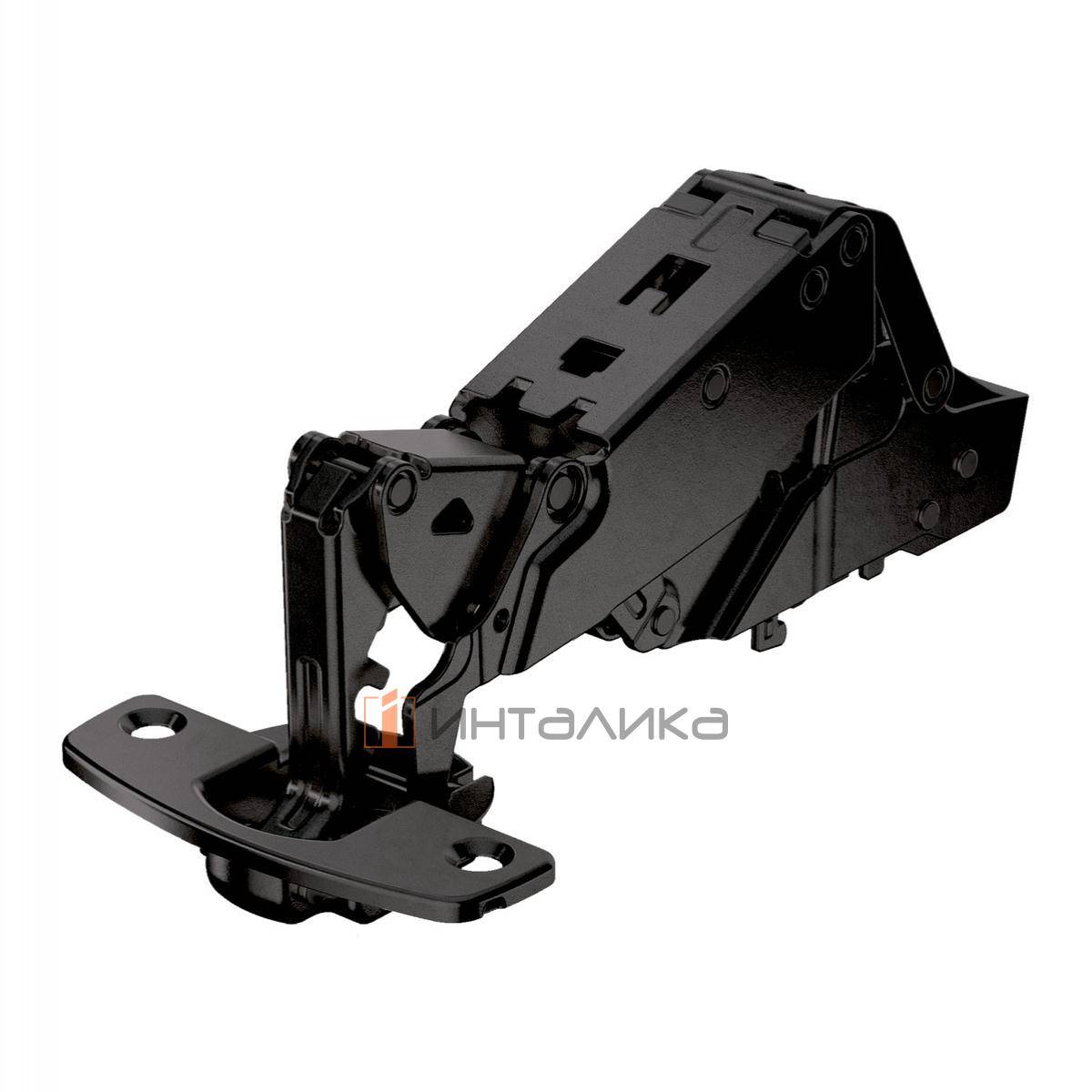 Петля HETTICH Сенсис / Sensys 8657i (B3) 165°, для дверей 15-32 мм, полунакладная, с доводчиком, Ø35, под саморезы, черный обсидиан