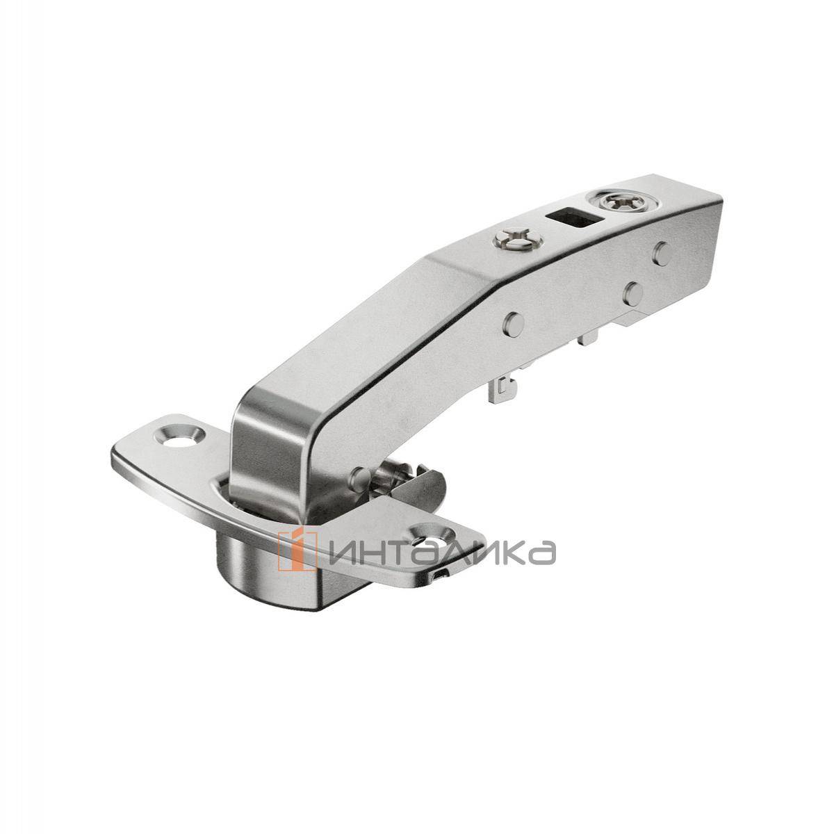 Петля HETTICH Сенсис / Sensys 8669 W90 (B4) 95°, под фальшпанель, для дверей 15-28 мм, вкладная, без пружины, Ø35, под саморезы, никель