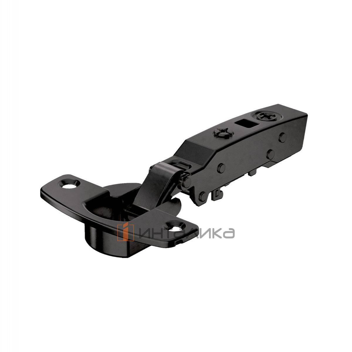 Петля HETTICH Сенсис / Sensys 8661 (B12.5) 95°, для дверей 15-32 мм, накладная, без пружины, Ø35, под саморезы, черный обсидиан