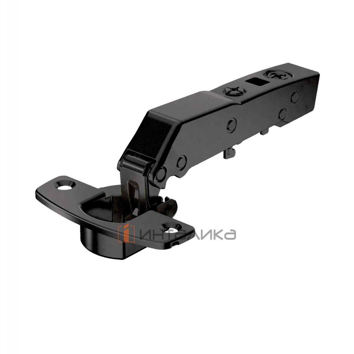 Петля HETTICH Сенсис / Sensys 8669 W45 (B-2) 95°, угловая, для дверей 15-28 мм, накладная, без пружины, Ø35, под саморезы, черный обсидиан