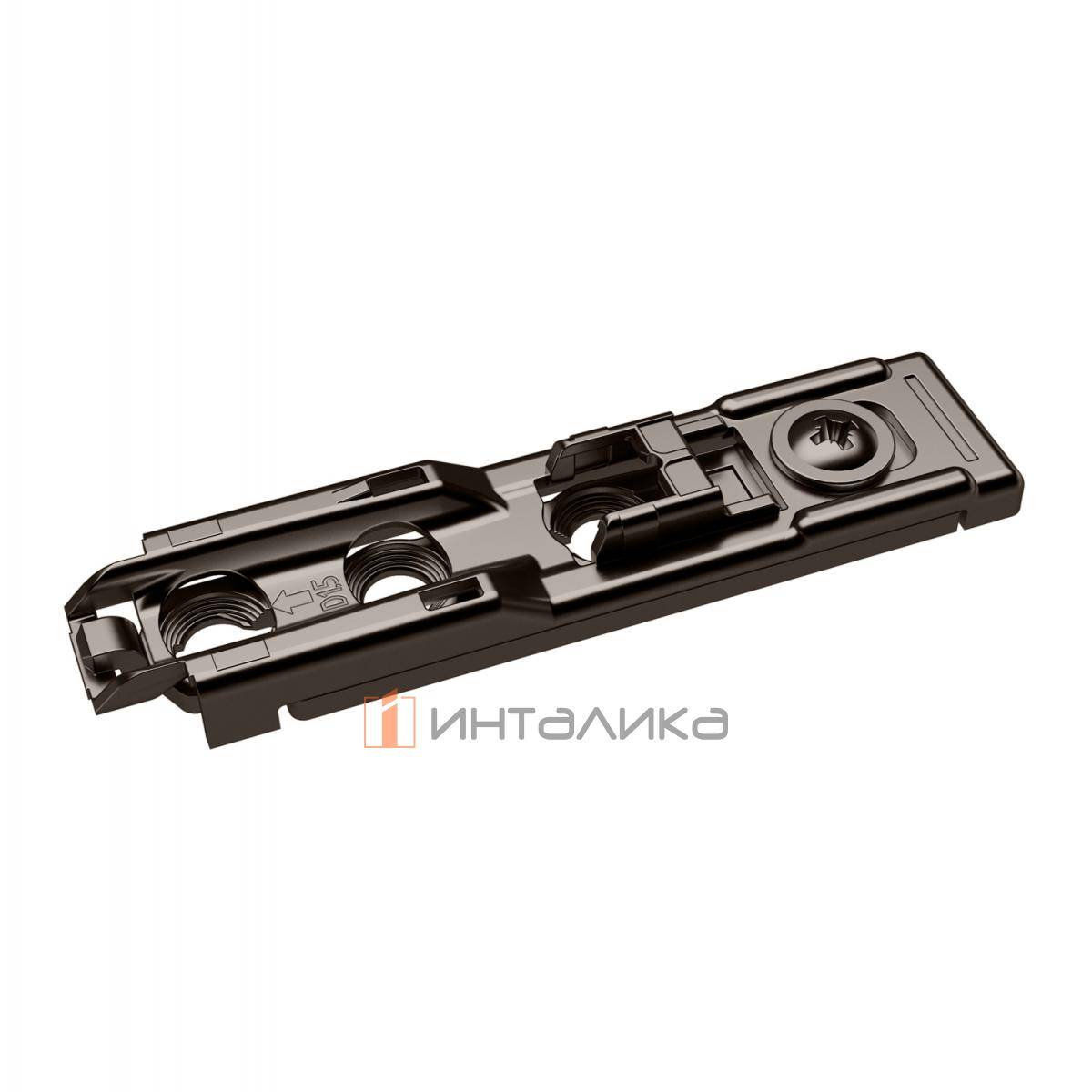 Монтажная планка линейная HETTICH 8099 для Сенсис / Sensys, LR20, D3, под прикручивание, с эксцентриком, черный обсидиан