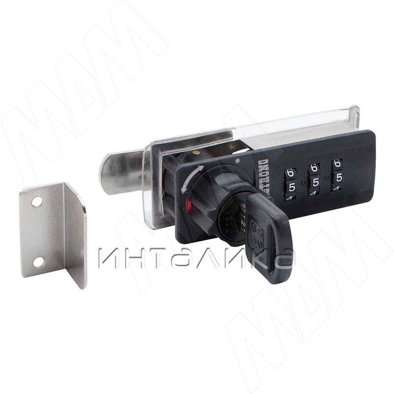 Замок с кодом для 1-ой двери, поворотный, левый, черный (DL-102 L BL)