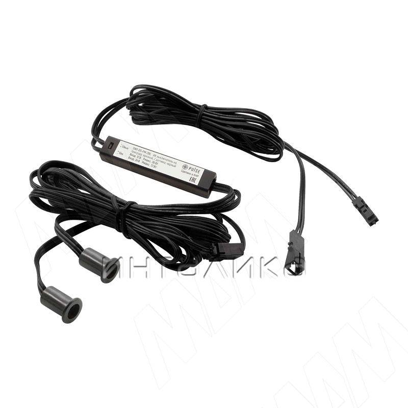 Выключатель инфракрасный (IR) на преграду, врезной, 2 датчика, черный, 12/24V, 36/72W (SW1-DS-FM-2BL)