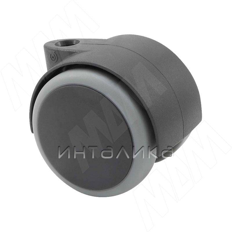 RINO Опора колесная, прорезиненное колесо, D50 мм, без стопора, серая (CST16)