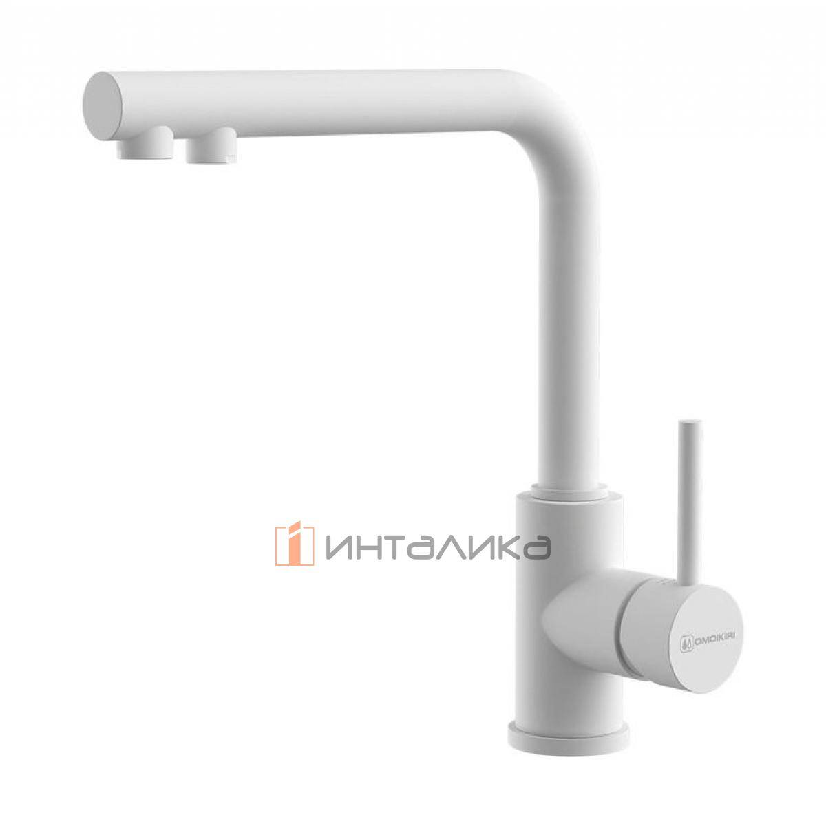 Смеситель Omoikiri NAKAGAWA 2 Plus однорычажный, с выводом для питьевой воды, белый