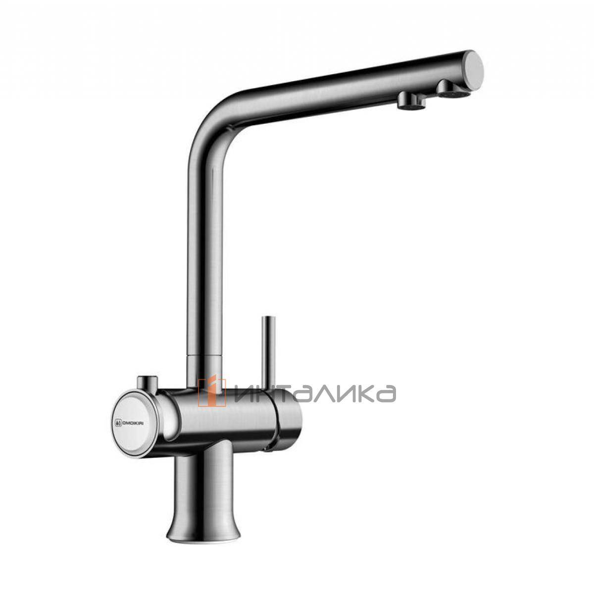 Смеситель Omoikiri HOTARU однорычажный, с выводом для питьевой воды, нержавеющая сталь | белый