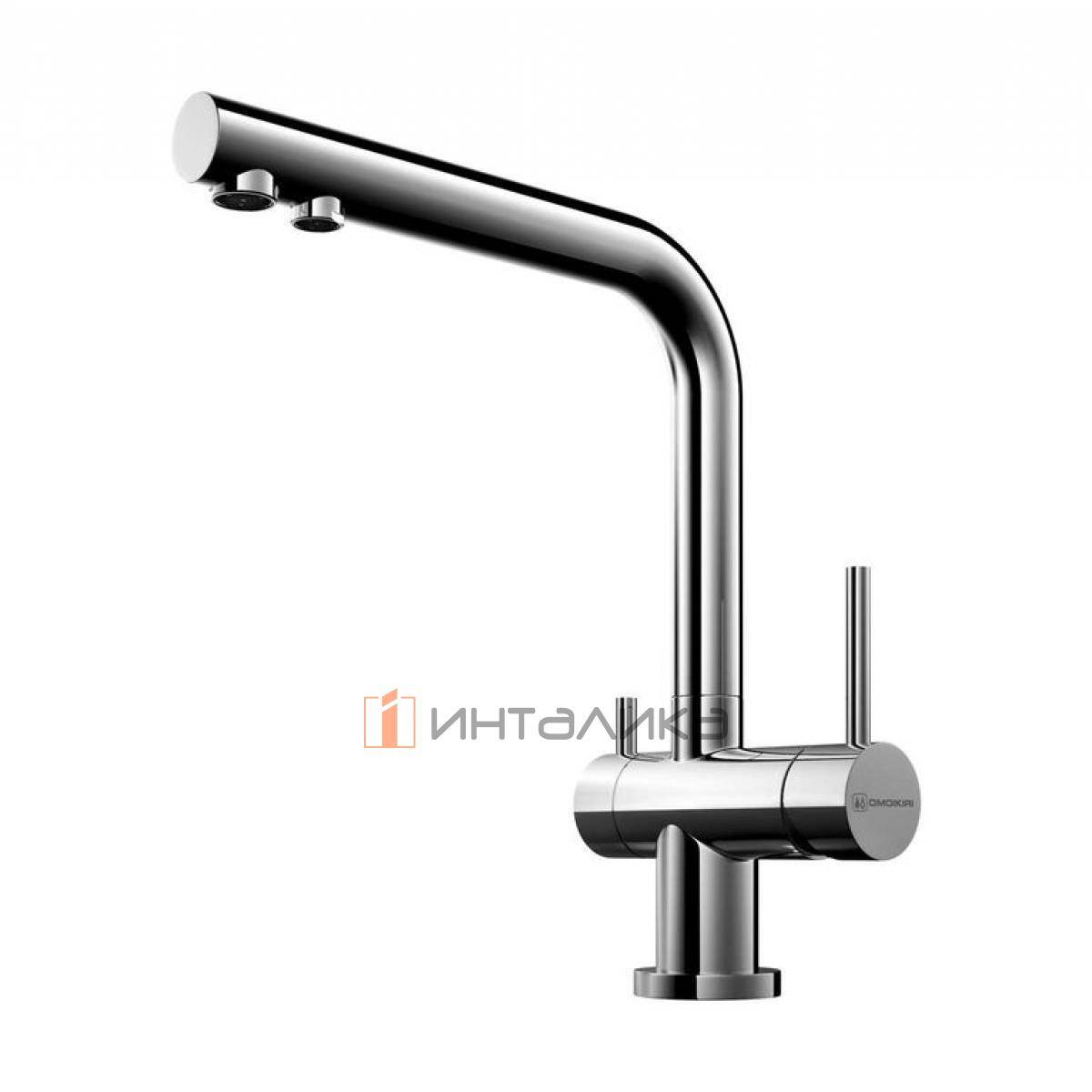 Смеситель Omoikiri NAGANO однорычажный, с выводом питьевой воды, хром