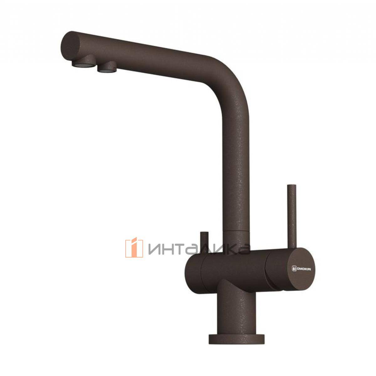 Смеситель Omoikiri NAGANO-P однорычажный, с выводом питьевой воды, темный шоколад