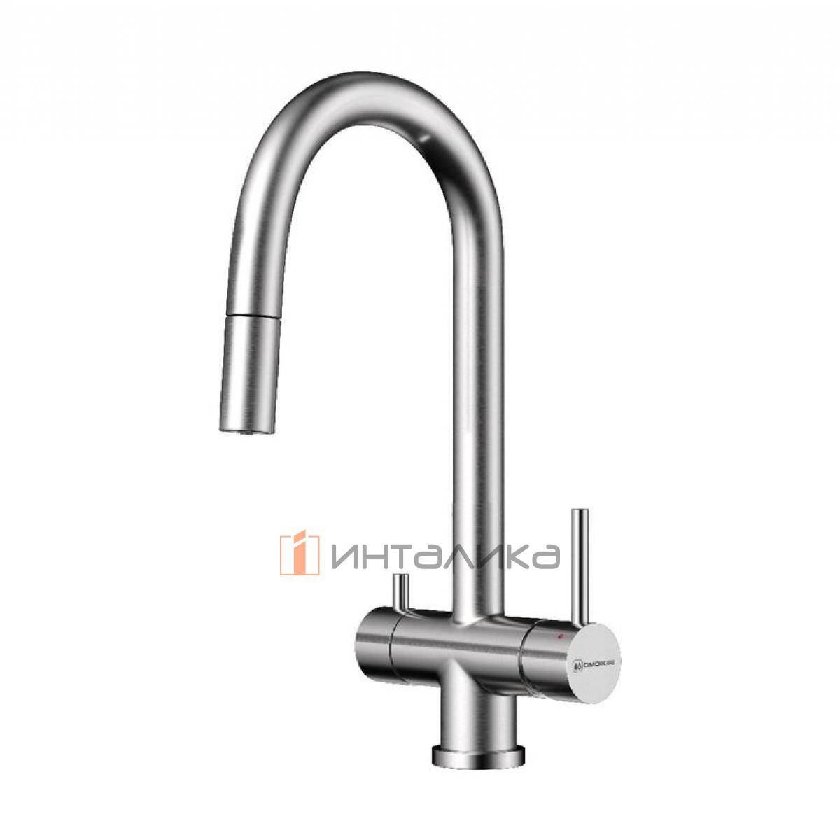 Смеситель Omoikiri AKITA-S однорычажный, с выводом питьевой воды, с гибким шлангом, нерж сталь