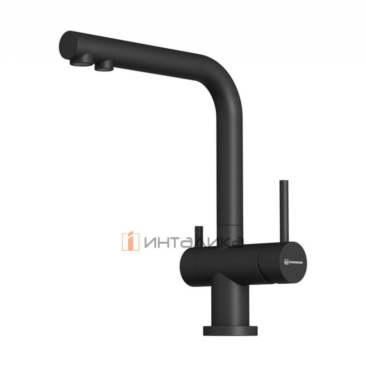Смеситель Omoikiri NAGANO-P однорычажный, с выводом питьевой воды, черный