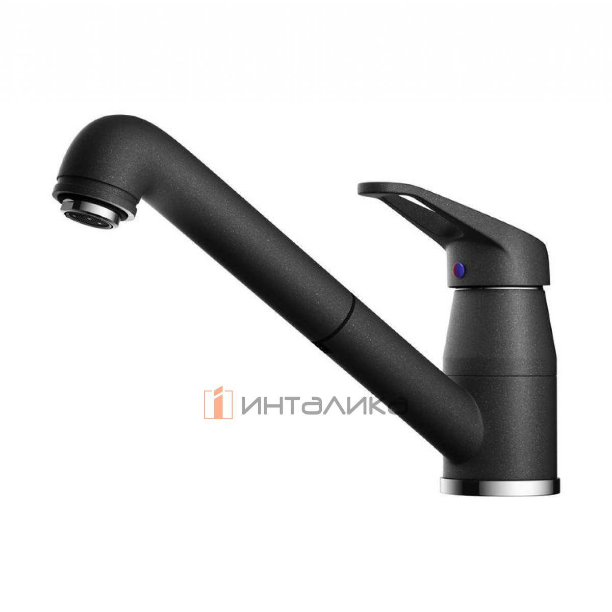 Смеситель Omoikiri TATEYAMA-S однорычажный, с выдвижным шлангом, черный