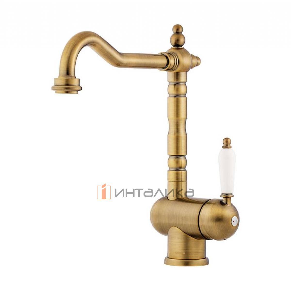 Смеситель Omoikiri KYOTO 2 Plus однорычажный, с выводом для питьевой воды, античная латунь