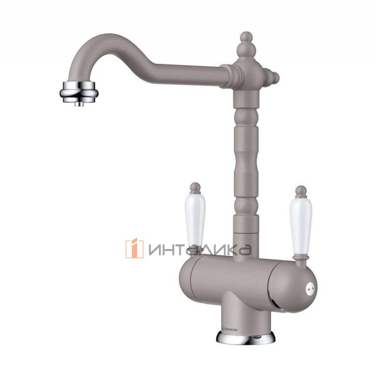 Смеситель Omoikiri AMAGASAKI двухрычажный, с выводом для питьевой воды, leningrad grey