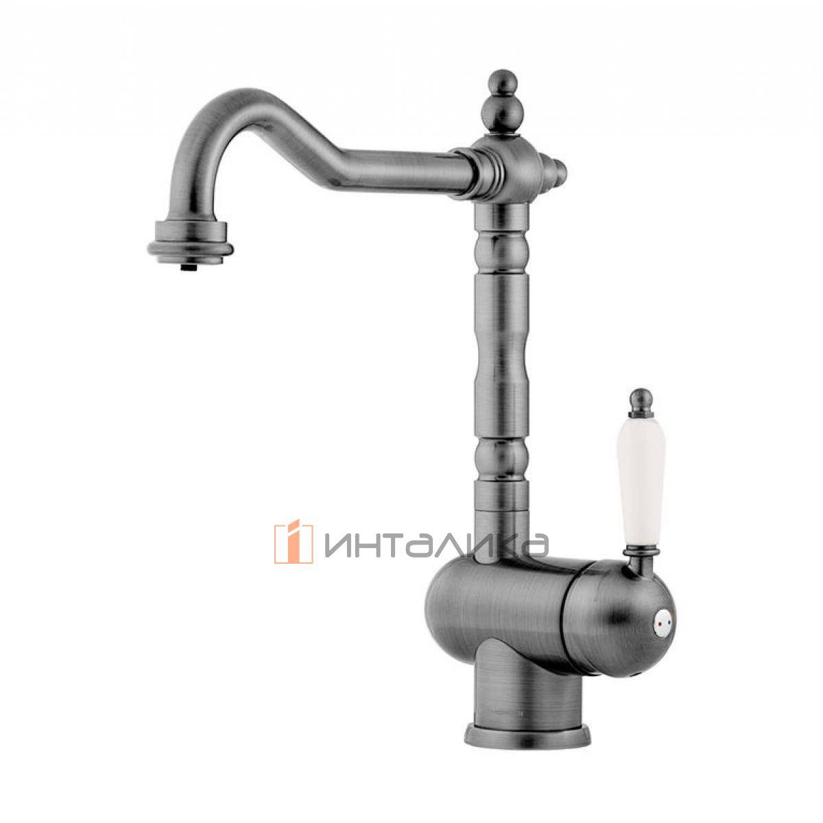 Смеситель Omoikiri KYOTO 2 Plus однорычажный, с выводом для питьевой воды, античное серебро