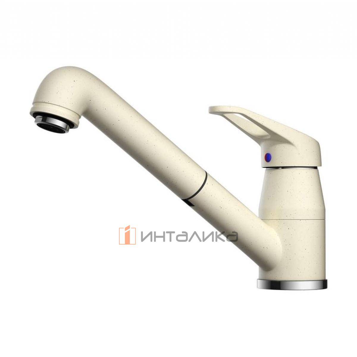 Смеситель Omoikiri TATEYAMA-S однорычажный, с выдвижным шлангом, ваниль