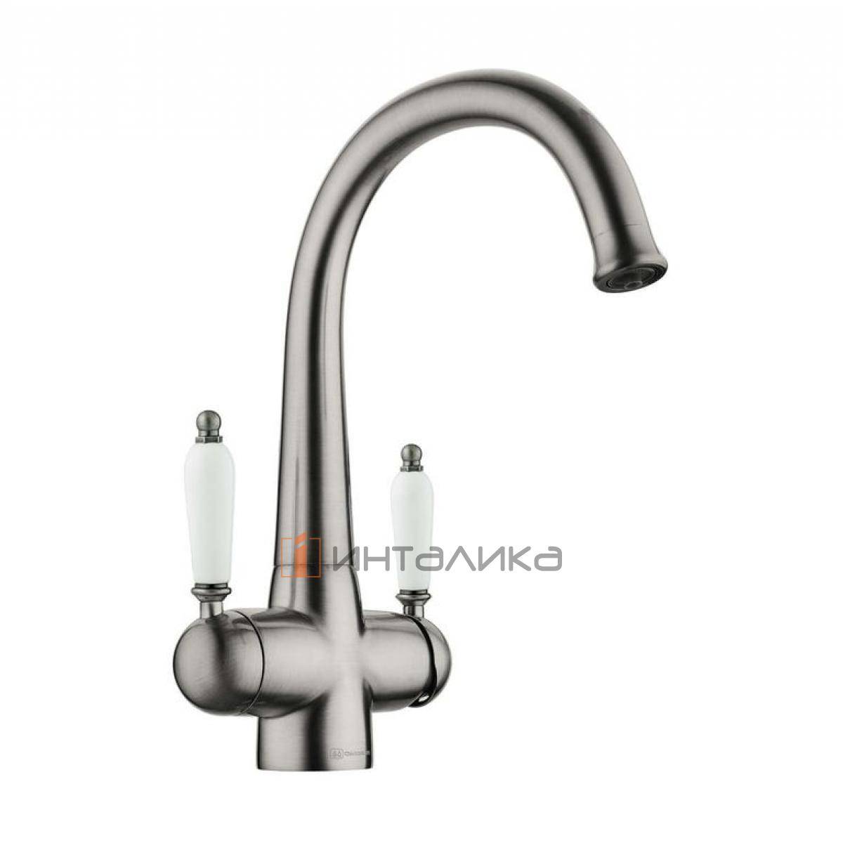 Смеситель Omoikiri OKINAWA 2 двухрычажный, с выводом для питьевой воды, античное серебро