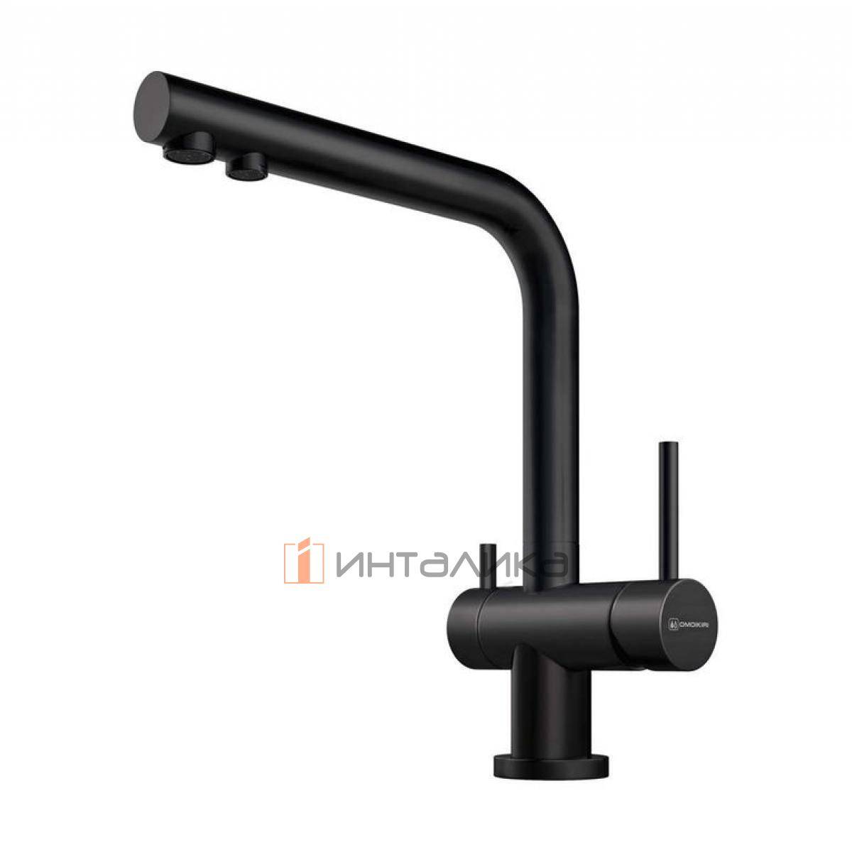 Смеситель Omoikiri NAGANO однорычажный, с выводом питьевой воды, графит