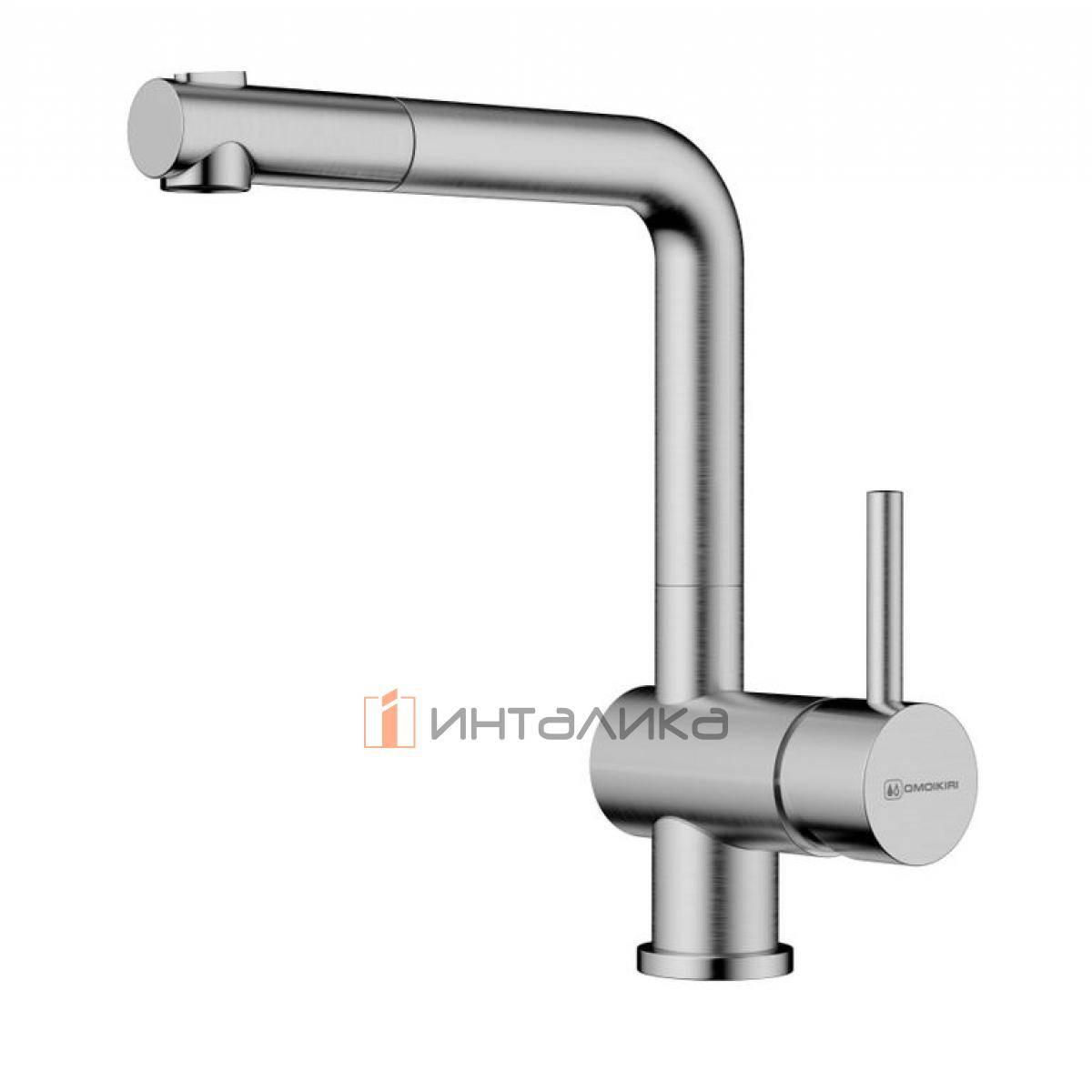 Смеситель Omoikiri TANIGAWA-SB однорычажный, с выдвижным шлангом, нержавеющая сталь