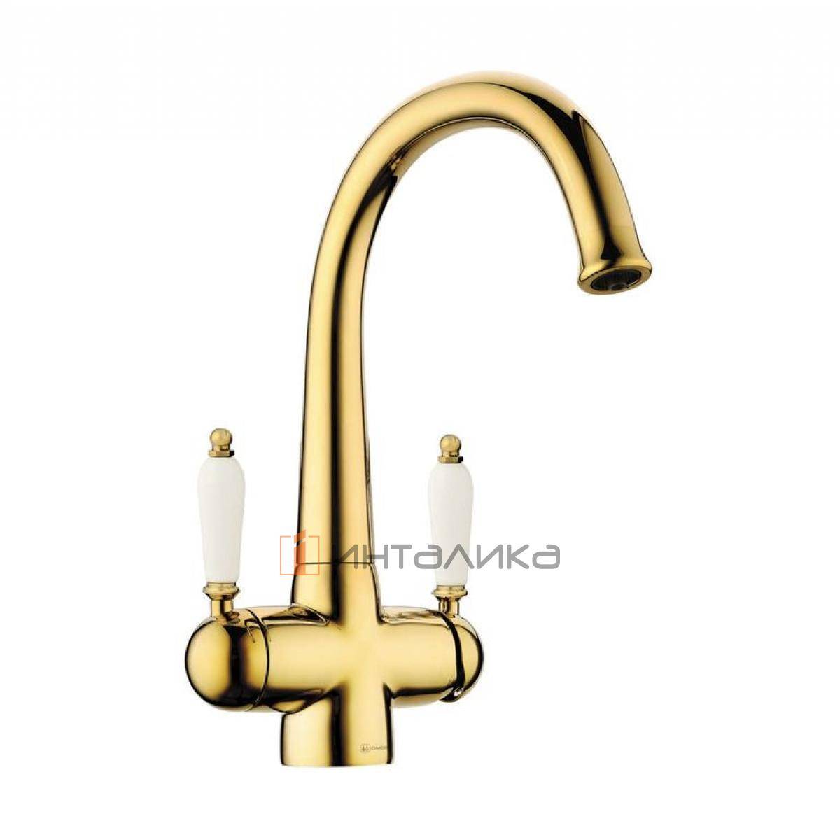 Смеситель Omoikiri OKINAWA 2 двухрычажный, с выводом для питьевой воды, золото