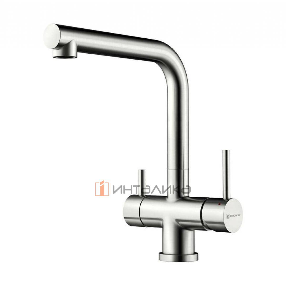 Смеситель Omoikiri TAKAMATSU однорычажный, с выводом питьевой воды, нержавеющая сталь