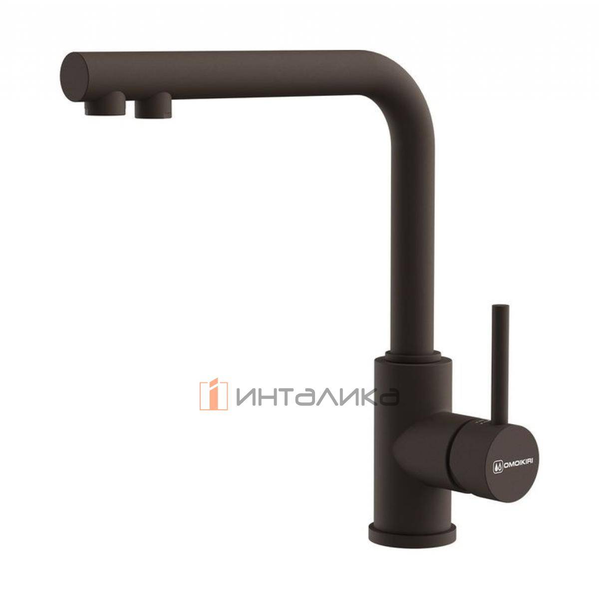 Смеситель Omoikiri NAKAGAWA 2 Plus однорычажный, с выводом для питьевой воды, темный шоколад